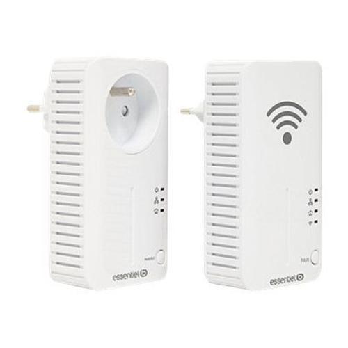 Essentielb CPL Wifi 500+ Duo - Kit d'adaptation pour courant porteur - HomePlug AV (HPAV) - 802.11b/g/n - Branchement mural (pack de 2)