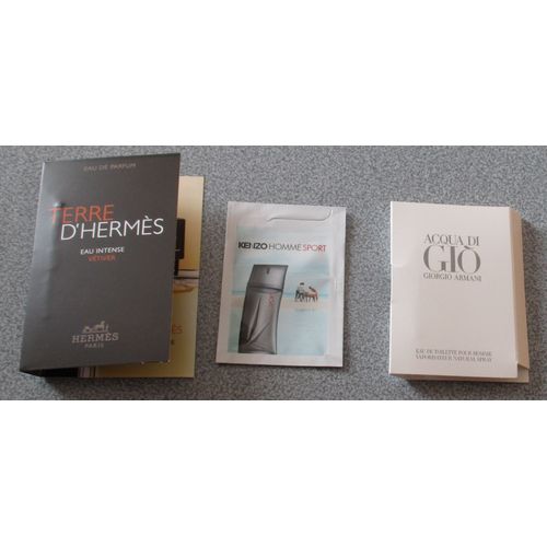 Eau Intense Vétiver (Mini Flacon 2ml) +Acqua Di Gio (Mini Flacon1.5ml) + Homme Sport Aromatique Frais (Sachet 0.7ml) - Produits De 2019 Pour Collection D'articles Des Marques