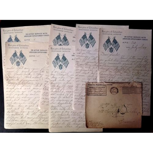 14-18 : Lettre Du First Sergeant Daniel Evans En 1919 (Knights Of Colombus, Apo 713)