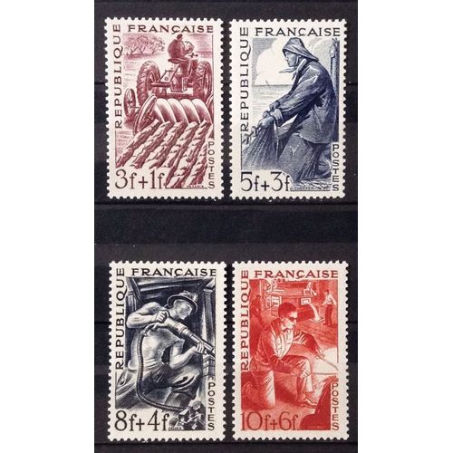 Série Métiers De 1949 - Impeccables N° 823 Agriculteur + 824 Marin Pêcheur + 825 Mineur + 826 Métallurgiste Neufs** Luxe (= Sans Trace De Charnière) - Cote 5,00 - France Année 1949 - N25438