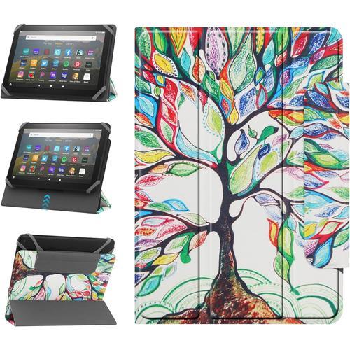 Housse Universel Pour 7-8 Pouces Samsung Galaxy Lenovo Fire Android Tablette Étui De Protection Réglable En Deux Positions Coque Avec Support Pliable - Arbre