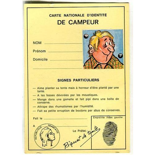 Carte Postale Carte Nationale D Identite De Campeur Rakuten