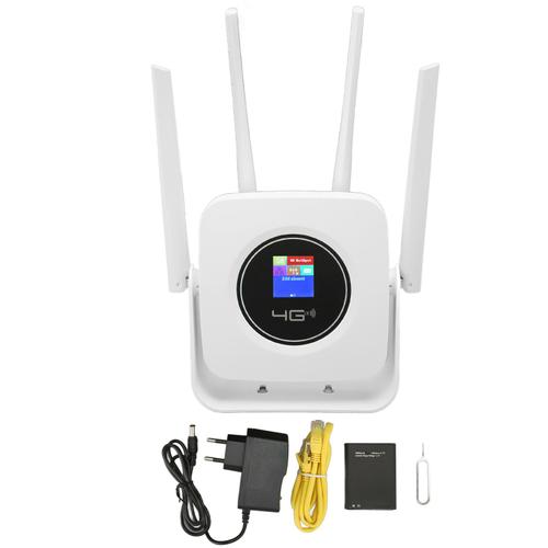 Routeur sans fil 4G LTE professionnel haut débit 300 Mbps Hotspot WiFi mobile avec emplacement pour carte SIM pour région européenne 100-240 V Blanc Prise UE