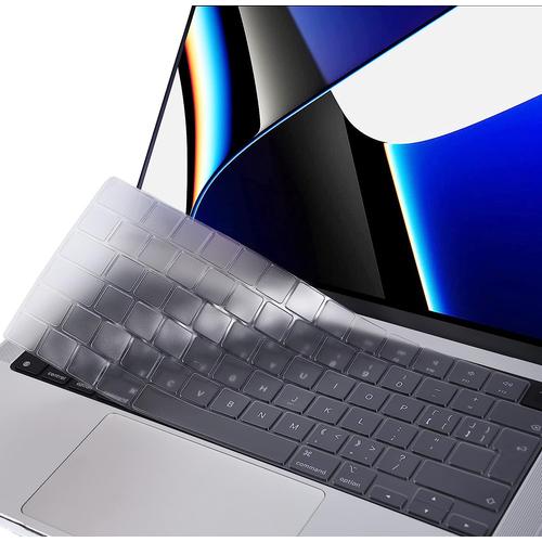 Protection Clavier Compatible pour 2023 MacBook Air 15 A2941, 2022 MacBook Air M2 13,6 A2681, 2021 2023 Mac Pro 14/16, M1 A2442 A2485 / M2 A2779 A2780 / M3 A2918 A2992 A2991, EU, TPU Clair