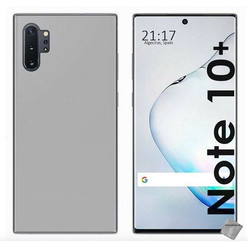 Housse Etui Coque Pochette Silicone Gel Fine Pour Samsung Galaxy Note 10+ Plus + Verre Trempe - Blanc Transparent