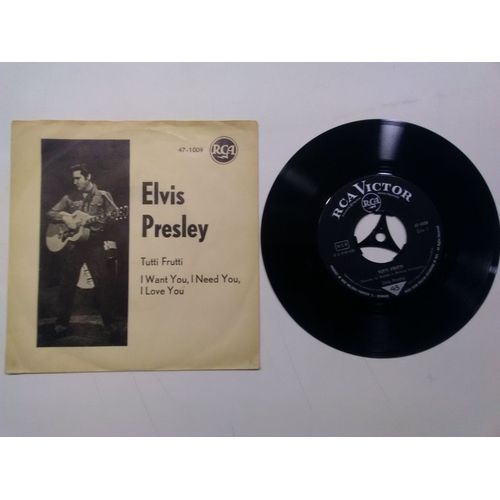 Elvis Presley Tutti Frutti 45 Tours Danois 1957 Rca 47-1009 Label Noir
