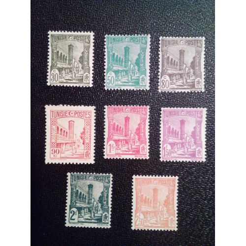 Timbre Tunisie Yt 173 - 207 - 210 - 212 - 234 - 274 - 276 - 281 - 283 Pays Et Peuple - Mosquée Halfaouine De 1937 A 1945 ( 21112 )