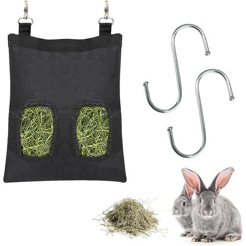 Nourriture pour Foin Lapin, Sac de Foin de Lapin, Sac De Mangeoire De Foin De Lapin, Sac à Foin pour Lapin, Sac de Mangeoire de Foin de Cochon d'Inde, Sac de Mangeoire Suspendu, avec Crochet en S