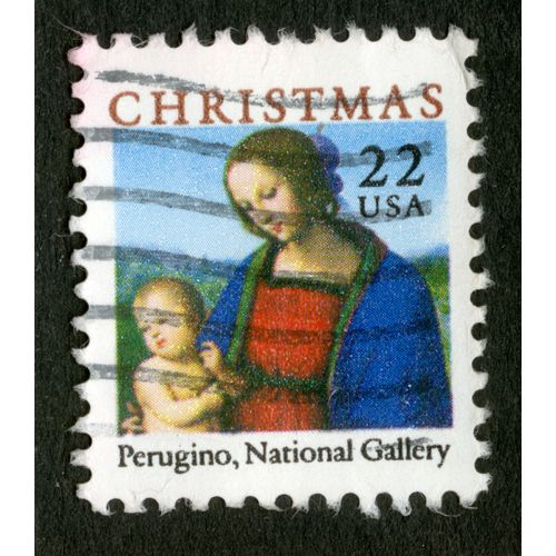 Timbre Oblitéré Usa 22, Christmas, Perugino, National Gallery