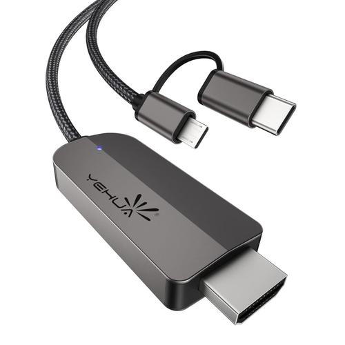 Câble USB C à HDMI, 2 en 1 Micro USB sur Câble HDMI, 1080P HDMI Adaptateur Compatible avec Samsung/Huawei/Xiaomi Android Smartphone à HDTV (2M)