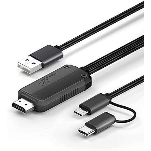 Câble USB C à HDMI, 2-en-1 Micro USB/MHL à HDMI Adaptateur 1080P pour Tous Les Téléphones Android/Tablets/USB C iPad à la Télévision/Projecteur