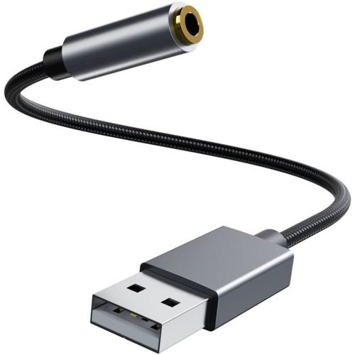 Adaptateur USB A vers jack 3,5 mm, casque adaptateur USB vers jack audio, USB-A vers prise 3,5 mm, carte son stéréo externe pour casque, Mc, PS4, PS5, PC, ordinateur portable, ordinateur de