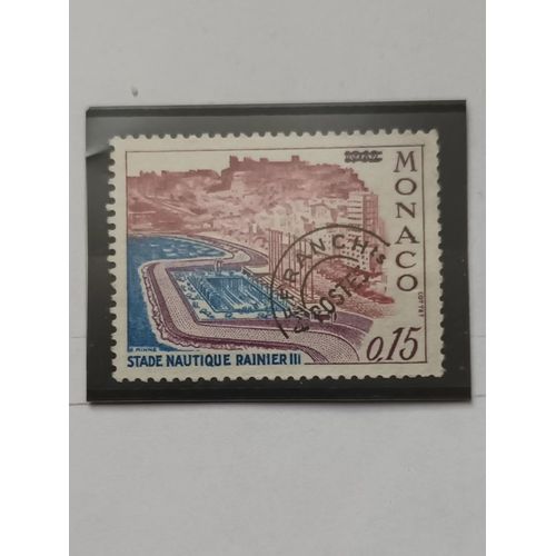 L379 -- Timbre Oblitéré Monaco Preoblitéré (Sans Colle) N°24 -- Année 1964/67 -- " Timbre Surchargé Avec Millesime Barré De 2 Traits : Stade Nautique Rainier 3 ".