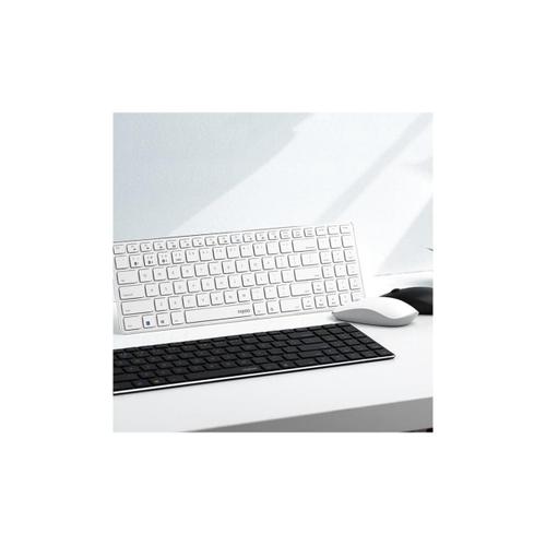 Rapoo Clavier sans fil ultra fin et souris silencieuse, clavier portable ultra fin et léger de 4,9 mm, 2,4 GHz