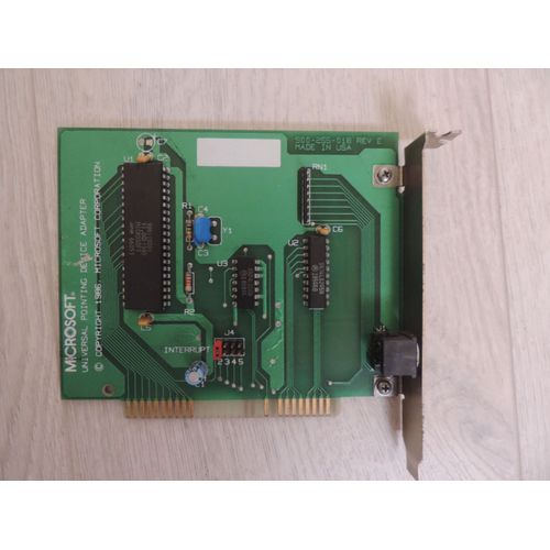VINTAGE MICROSOFT UNIVERSAL POINTING DEVICE ADAPTER 8 bits ISA rev E 1986 (connecteur Mini-DIN-9) + Souris Microsoft 2 boutons