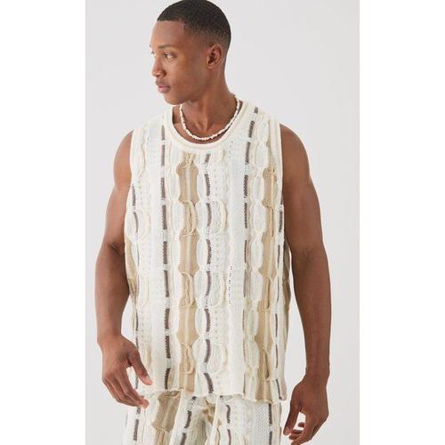 Oversized 3d Knitted Vest Homme - Ecru - Xl, Ecru