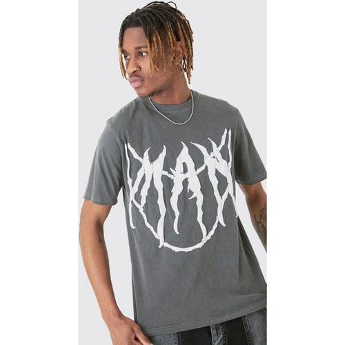 Tall Core Man Chain Puff Print T-Shirt In Grey Homme - Gris - Xxl, Gris