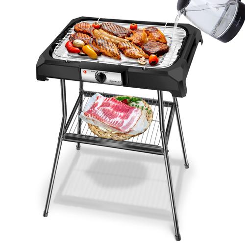 Aigostar Lava Pro - Gril barbecue électrique avec pieds amovibles. 2000W. Pour intérieur et extérieur, sans odeurs ni fumée. Antiadhérant, entièrement démontable, nettoyage facile.