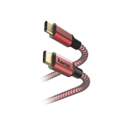 Hama Prime Line "Reflective" - Câble USB - 24 pin USB-C (M) pour USB (M) - USB 2.0 - 20 V - 3 A - 1.5 m - moulé - rouge
