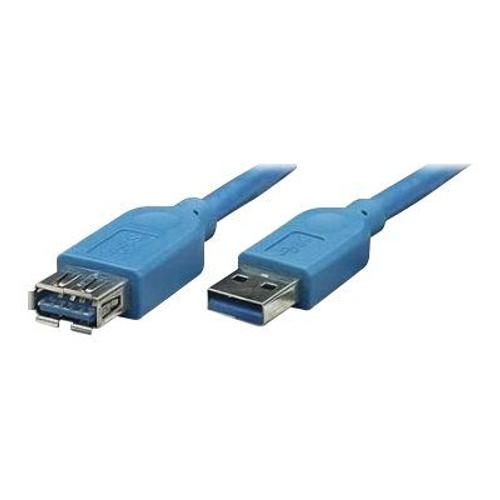 TECHly - Rallonge de câble USB - USB type A (M) pour USB type A (F) - USB 3.0 - 1 cm - moulé - bleu