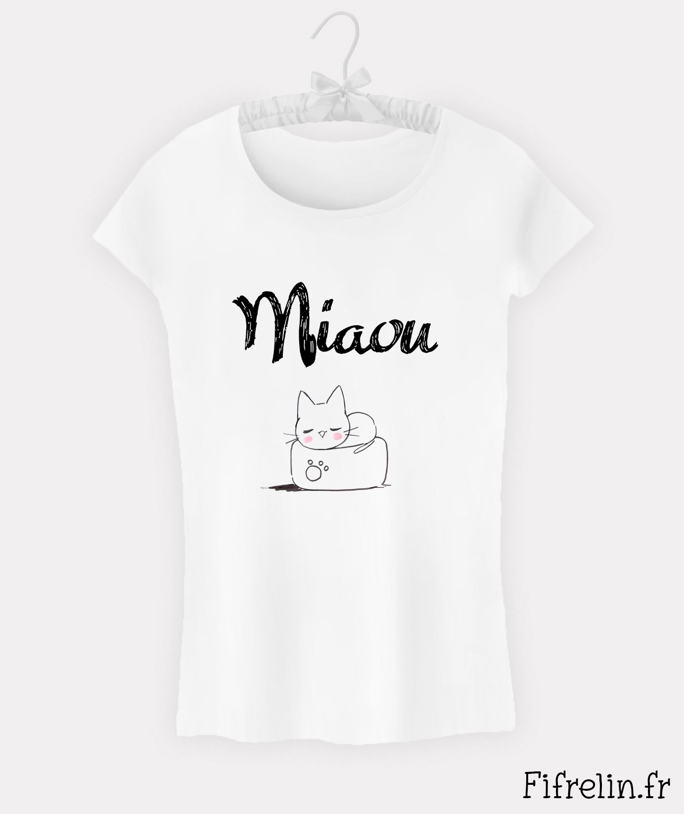 T Shirt Blanc Pour Enfant Fille Garcon Miaou Chat Cat Cute Kawaii Rakuten