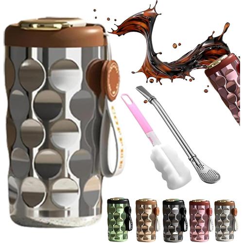Silver Tealier Smart Coffee Thermos, Tealier Limited Edition ¿24 Crystal Thermos, Portable Thermos Coffee Travel Mug, Coffee Thermos