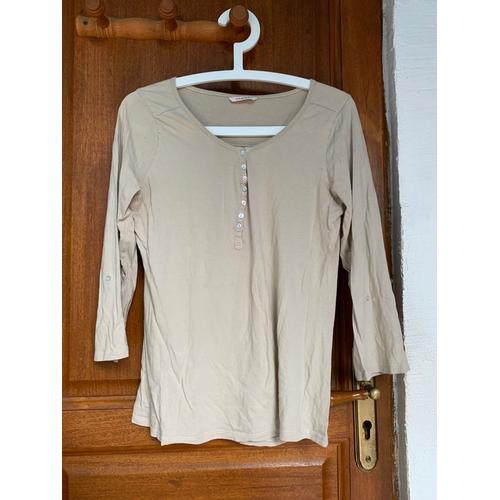 Tee Shirt, Taupe, Manches Longues, Camaieu, Taille 40