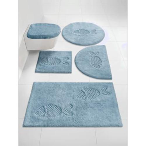 Tapis De Bain Pur Coton - - Bleu Fumée