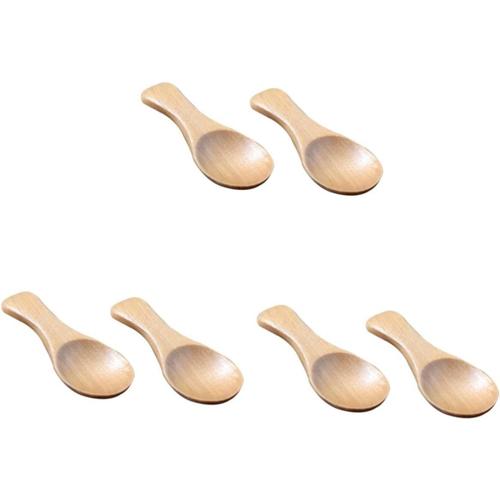 Comme Montré 6 Pièces Cuillère De Service En Bois Mini-Cuillères Ice Cream Scoop Cuisine Accessoires Mini Cuillères En Bois Accessoires De Vaisselle Cuillère Petit Cuillère En Bois Enfant