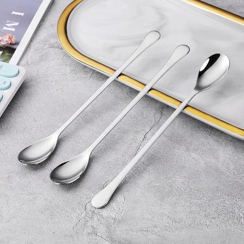 One Color Cuillères À Soupe Silver Color Dessert Spoon Stainless Steel Long Handle Coffee Spoon Teaspoon Creative Square Mixing Spoon