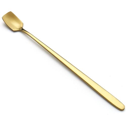 Cuillères À Thé Gold Color Dessert Spoon Stainless Steel Long Handle Coffee Spoon Teaspoon Creative Square Mixing Spoon