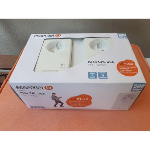 Pack 2 prises CPL Duo 500 Mbps avec prise intégrée - Marque Boulanger
