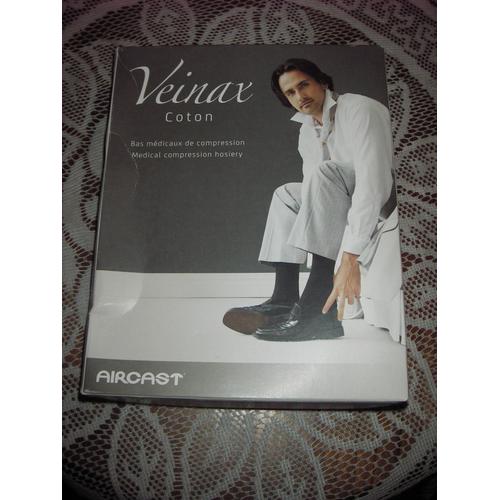 Veinax Aircast Coton ,Bas Médicaux De Compression ,Chaussette Homme ,Taille 2n ,Coloris Noir . 