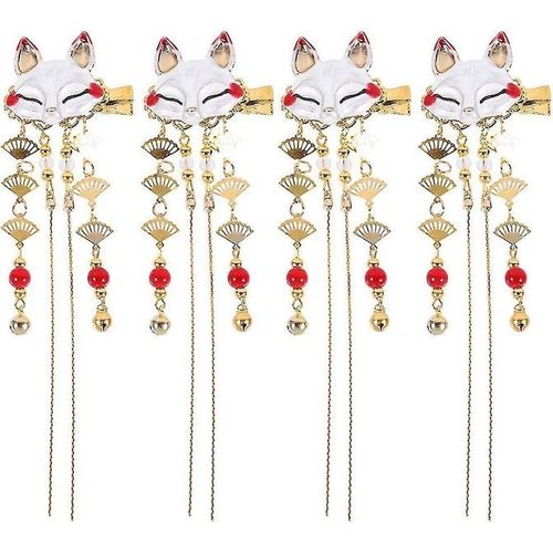 Ensemble De Bâtons À Cheveux En Épingle À Cheveux En Renard Japonais Mignon Avec Pompon Pendant - Animal Cosplay