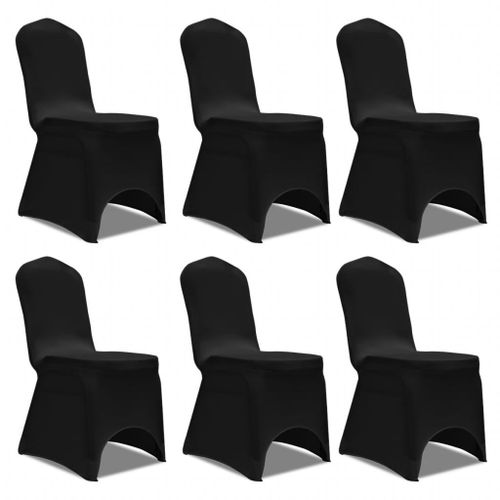 Housse Extensible De Chaise Noir 6 Pcs