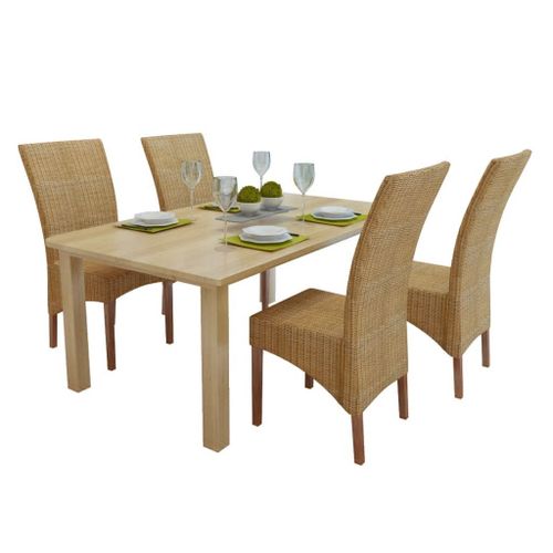 Vidaxl Chaises De Salle À Manger 4 Pcs Marron Rotin Naturel