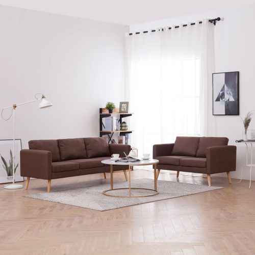 Ensemble De Canapé 2 Pcs Tissu Marron