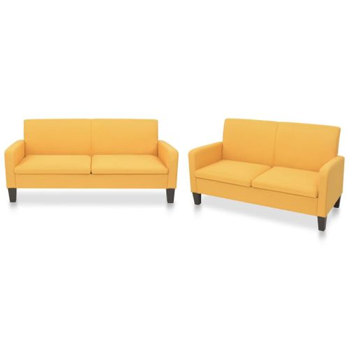 Ensemble De Canapés 2 Pcs Tissu Jaune