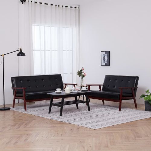 Ensemble De Canap¿¿S 2 Pcs Noir Similicuir
