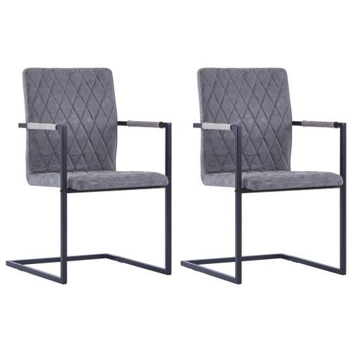 Vidaxl Chaises De Salle À Manger Cantilever 2pcs Gris Foncé Similicuir