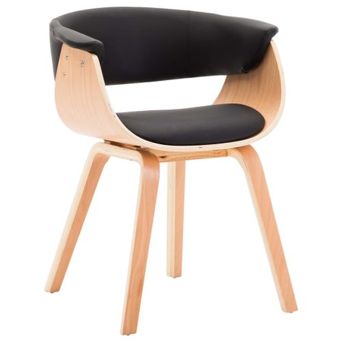 Chaise De Salle À Manger Noir Bois Courbé Et Similicuir