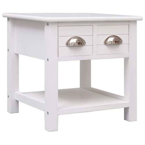 Table D'appoint Blanc 40x40x40 Cm Bois De Paulownia