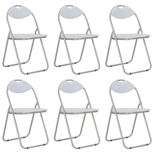Chaises Pliantes De Salle À Manger 6 Pcs Blanc Similicuir