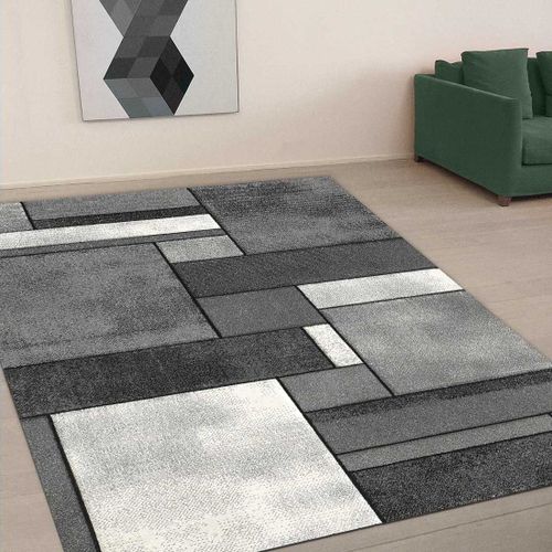 Tapis Grand Salon 280x380 Tissé Gris Rectangle Motif Géométrique Lyn8 Geome