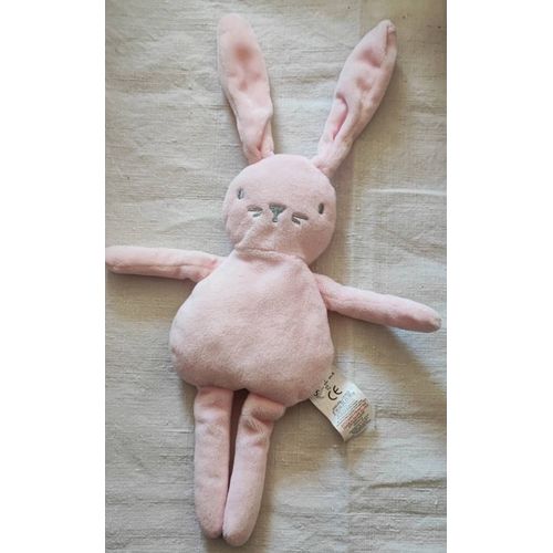 Doudou Lapin Rose Semi Plat Grain De Blé