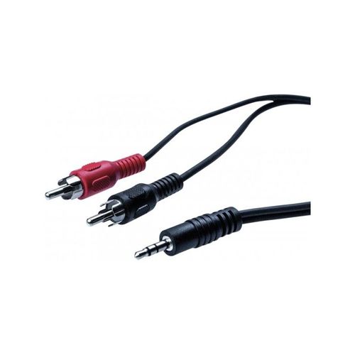 Cordon stéreo Jack 3.5 mm vers 2 x RCAM noir - 1,80 m