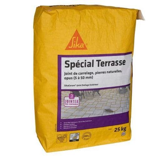 Mortier joint de carrelage spécial terrasse CG2WA - SIKA SikaCeram Joint Dallage Extérieur - Ton pierre - 25kg