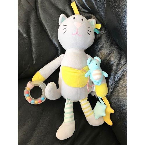 Peluche D'activités Chat Vertbaudet Doudou D'éveil Gris Souris 33 Cm