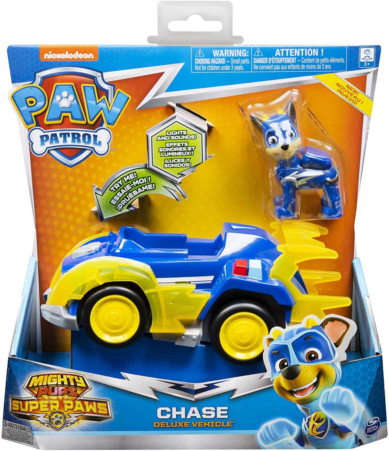 Pat Patrouille Mighty Pups Véhicule Super Paws Chase Deluxe avec