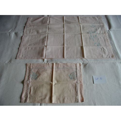 3 Parures Bébé Anciennes Brodées Main (Oiseaux, Caniches, Papillons) Pour Landau, Berceau, Couffin En Coton Métis